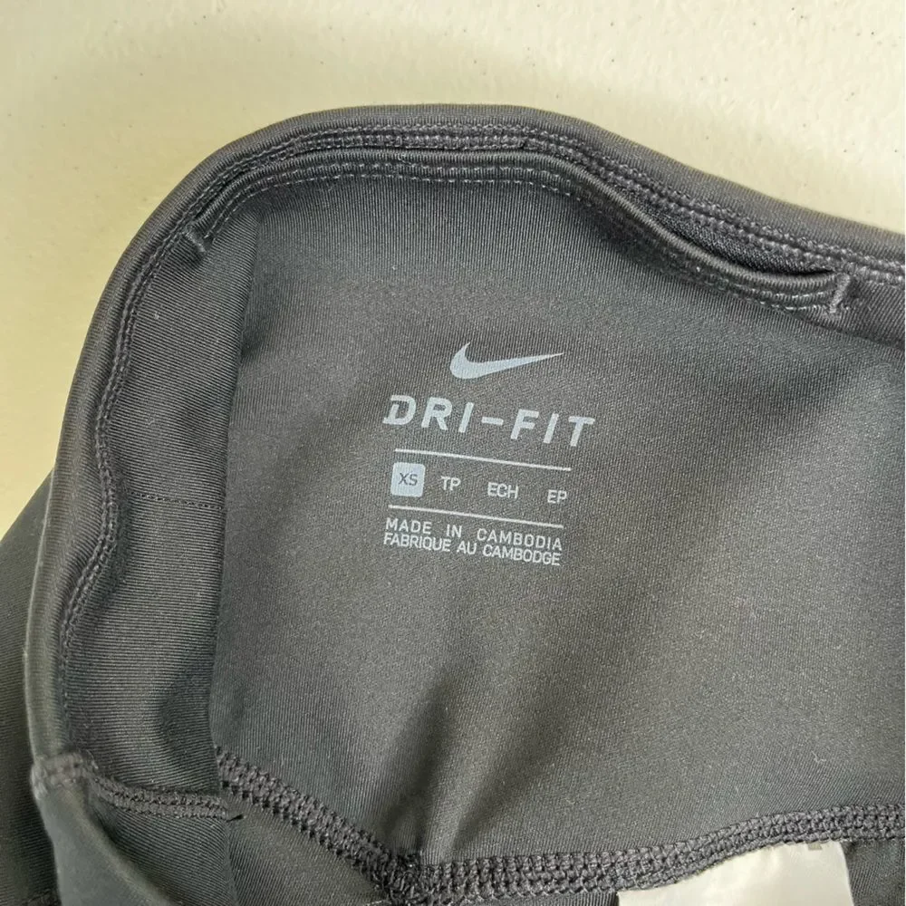 Nike Dri Fit Just Do It Spell Out Black Gray Colorblock Leggings Women Size XS